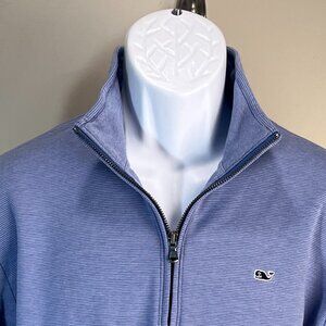 Vineyard Vines Men's blue and white striped 1/2 zip pullover Sweater Medium M